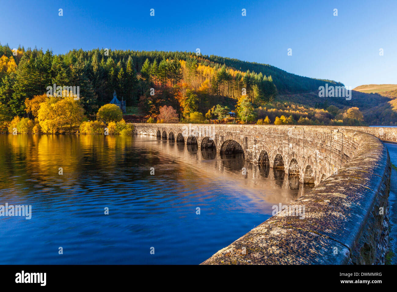 Carreg Ddu Viaduct and Reservoir, Elan Valley, Powys, Mid Wales, United Kingdom, Europe Stock Photo