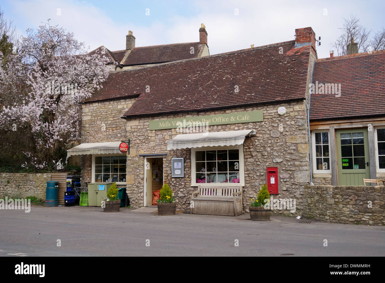 Mells Village Post Office, Shop & Cafe, Somerset, England, UK Stock Photo