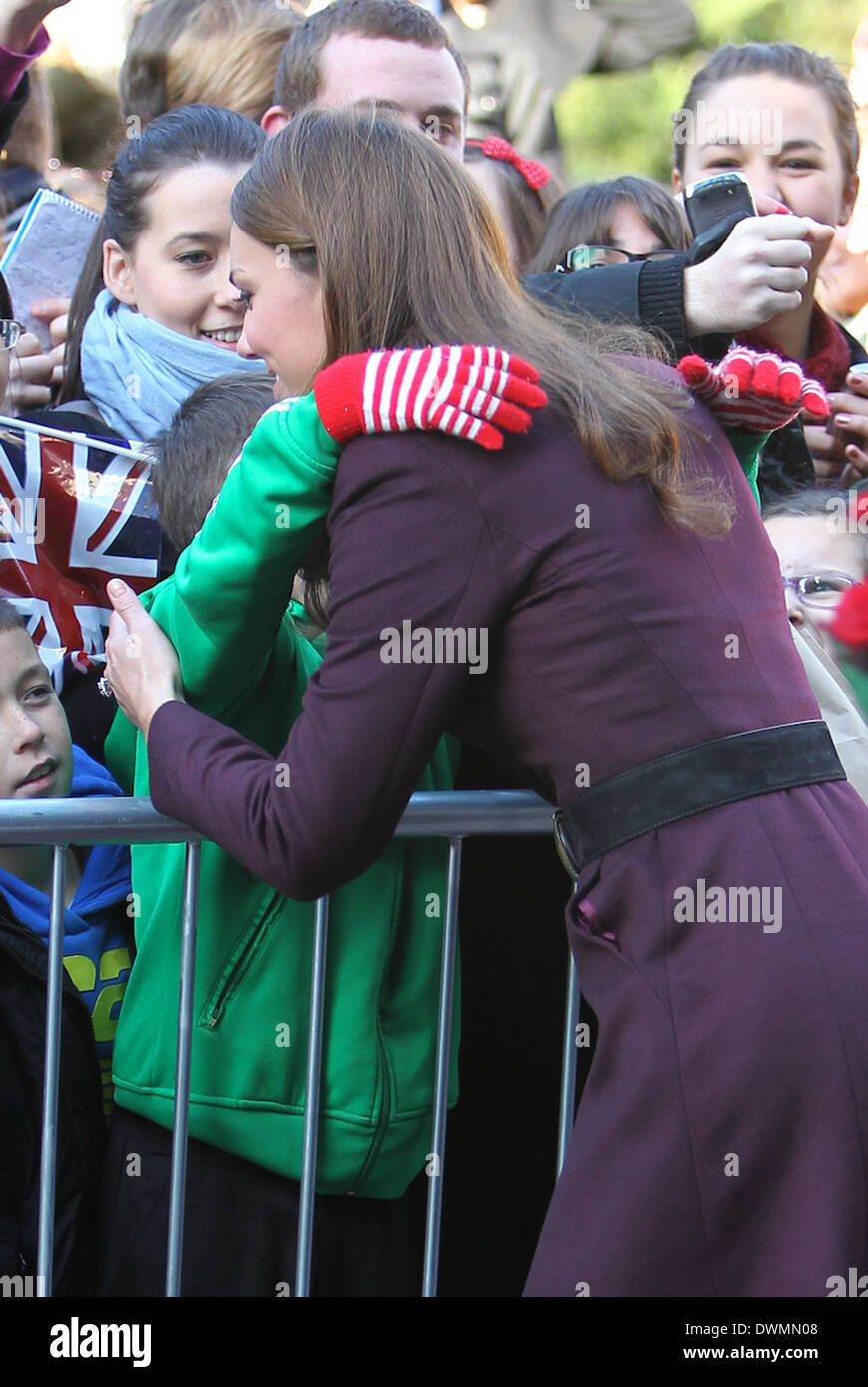 Catherine Duchess Of Cambridge Aka Kate Middleton Gives A Hug To Young Boy While Leaving The Newcastle Civic Centre Newcastle England 10 10 12 Featuring Catherine Duchess Of Cambridge Aka Kate Middleton Where