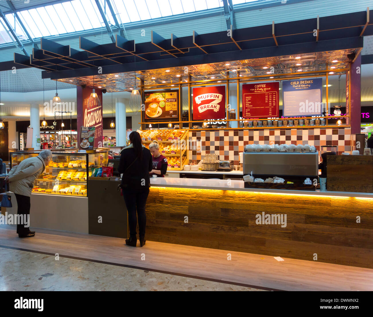 Muffin Break a new café and food bar in a shopping arcade in Middlesbrough UK Stock Photo