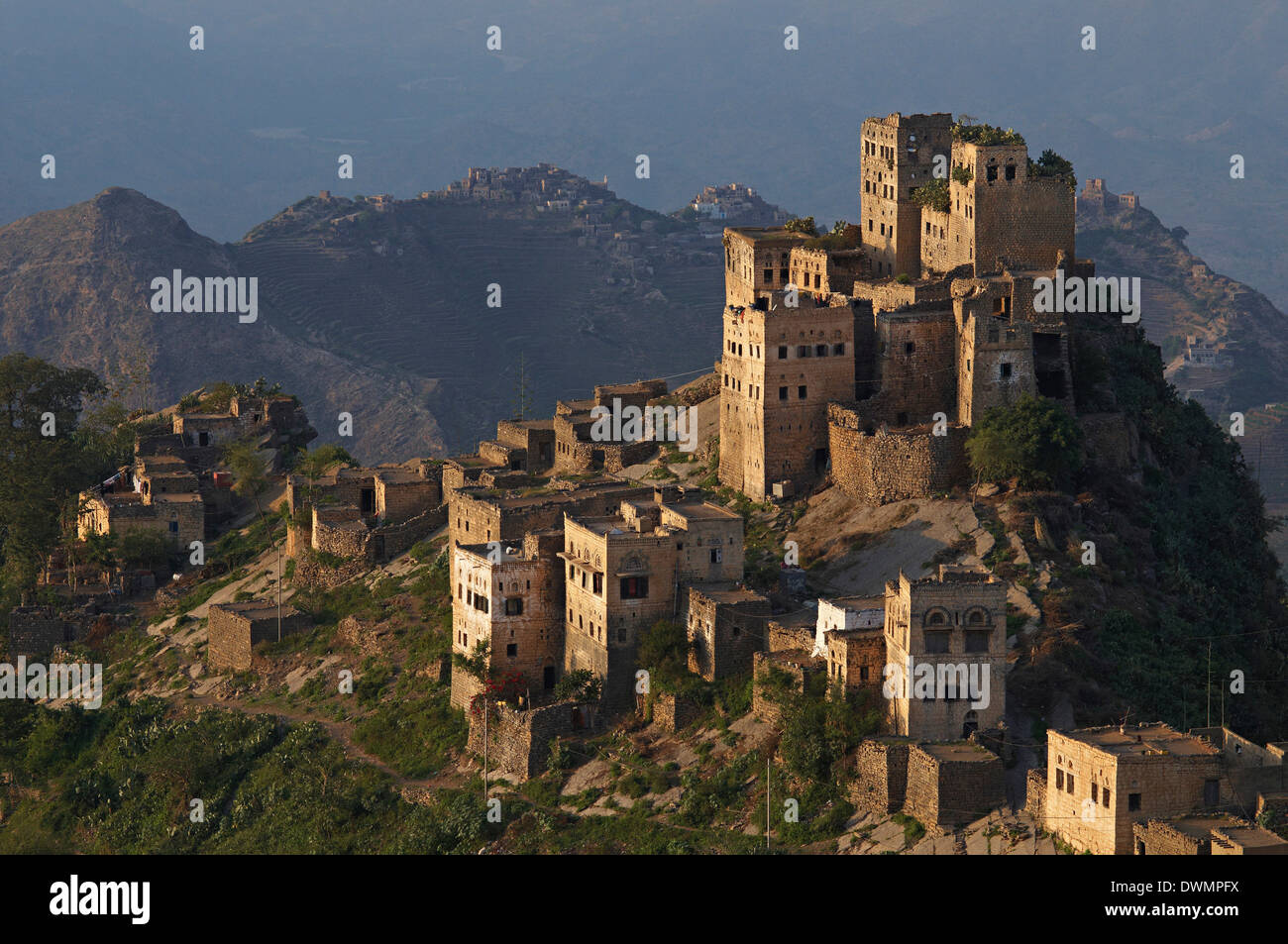 Al Jaray village, Al Mahwit region, Central Mountains, Yemen, Middle East Stock Photo