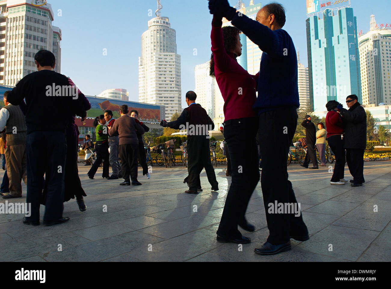 Morning exercise, People Square, Kunming, Yunnan, China, Asia Stock Photo