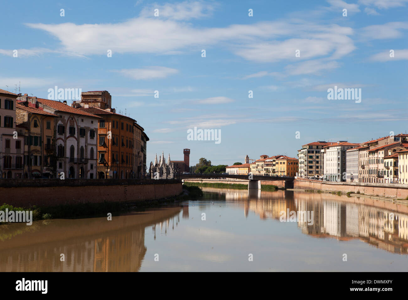 View of the Arno River, Pisa, Tuscany, Italy, Europe Stock Photo