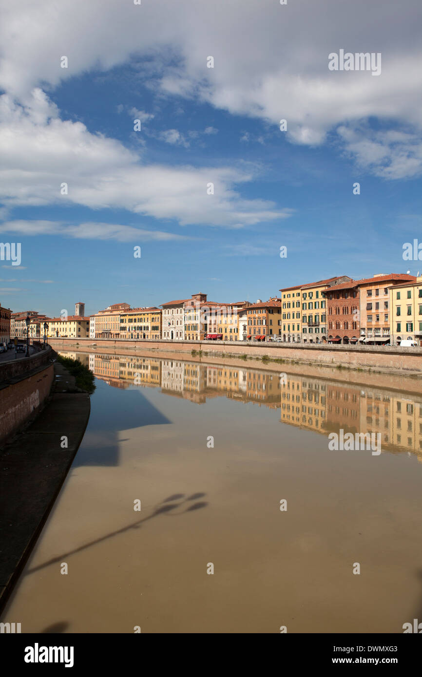 View of the Arno River, Pisa, Tuscany, Italy, Europe Stock Photo