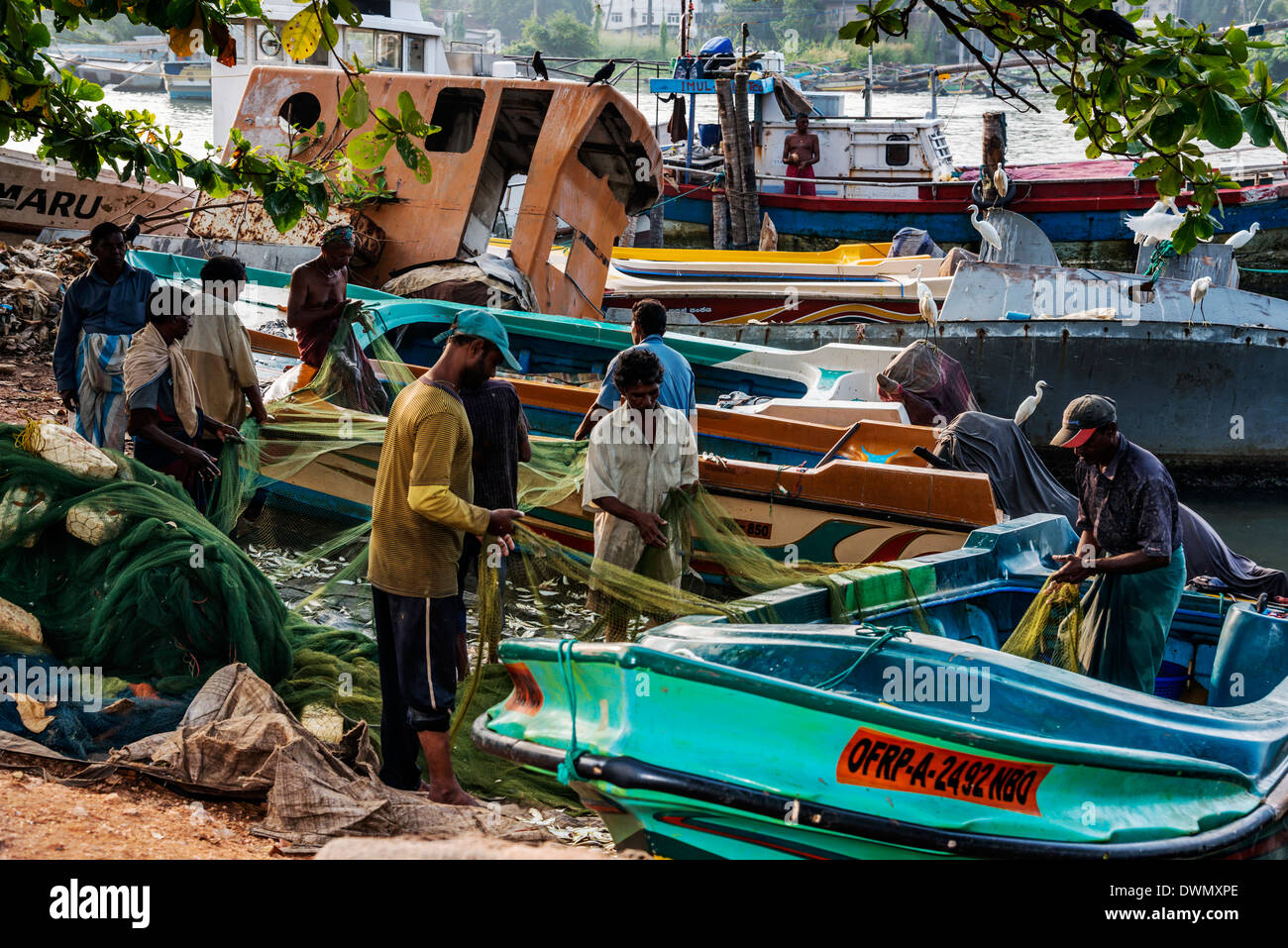 Fishermen in Galle Sri Lanka Stock Photo