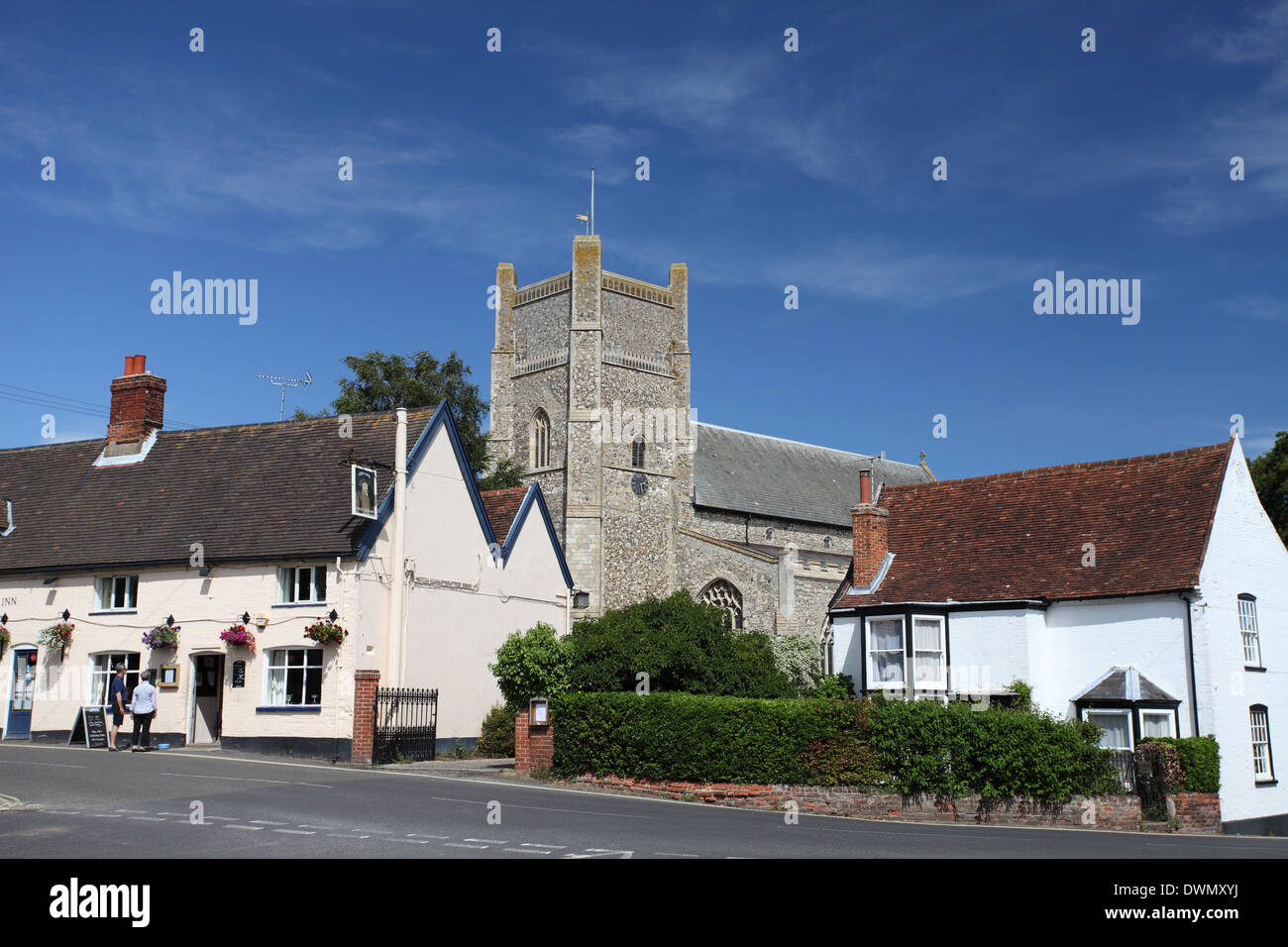 The village of Orford with its historic 13th century pub the Kings Head Inn and medieval parish