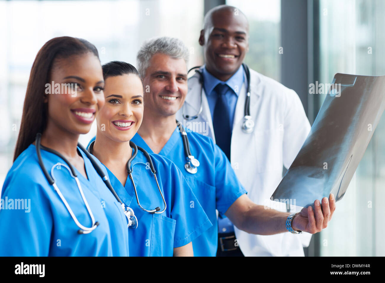 group of professionals medical workers working together Stock Photo