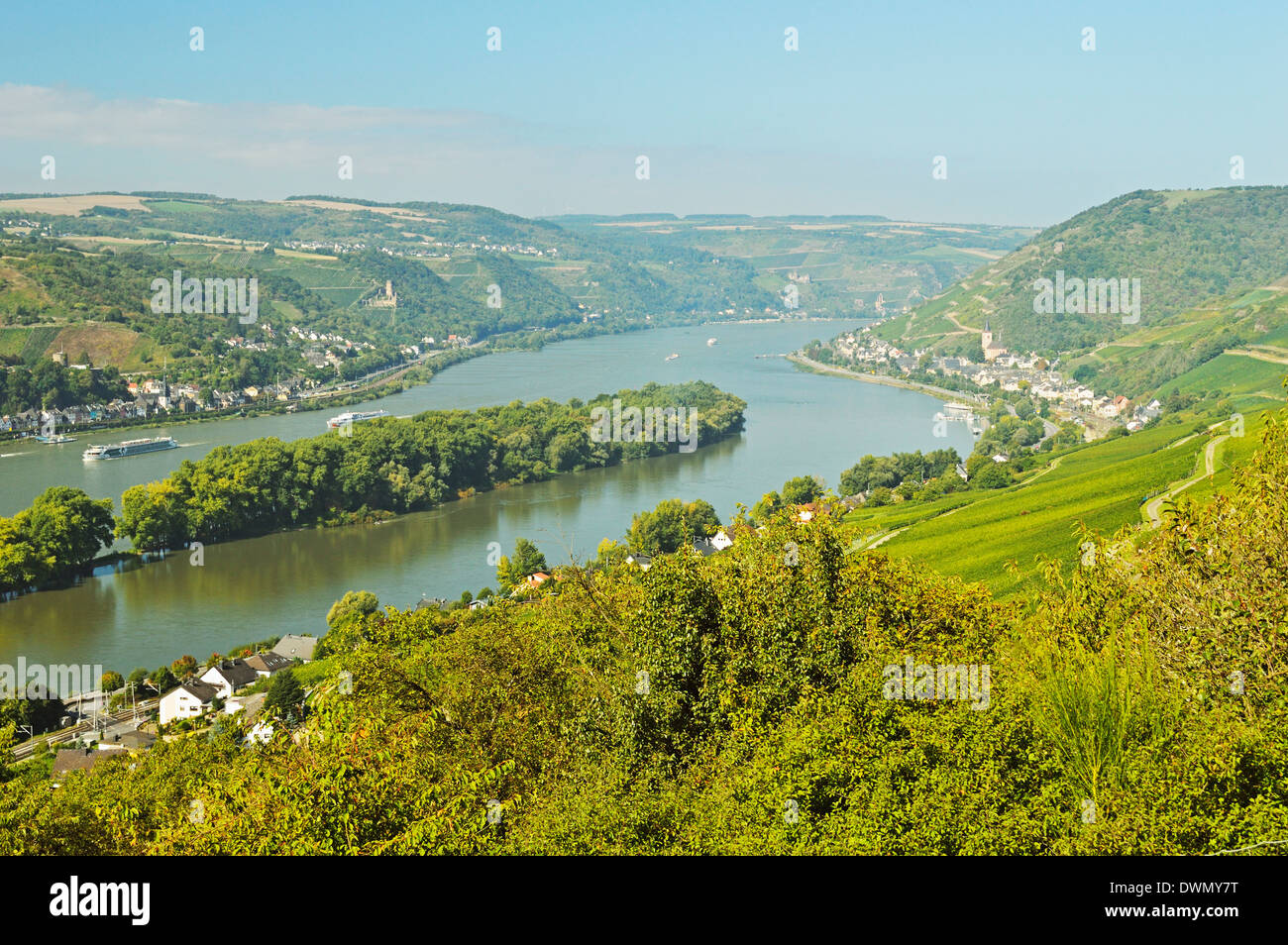Rhine River, near Bodenthal, Hesse, Germany, Europe Stock Photo