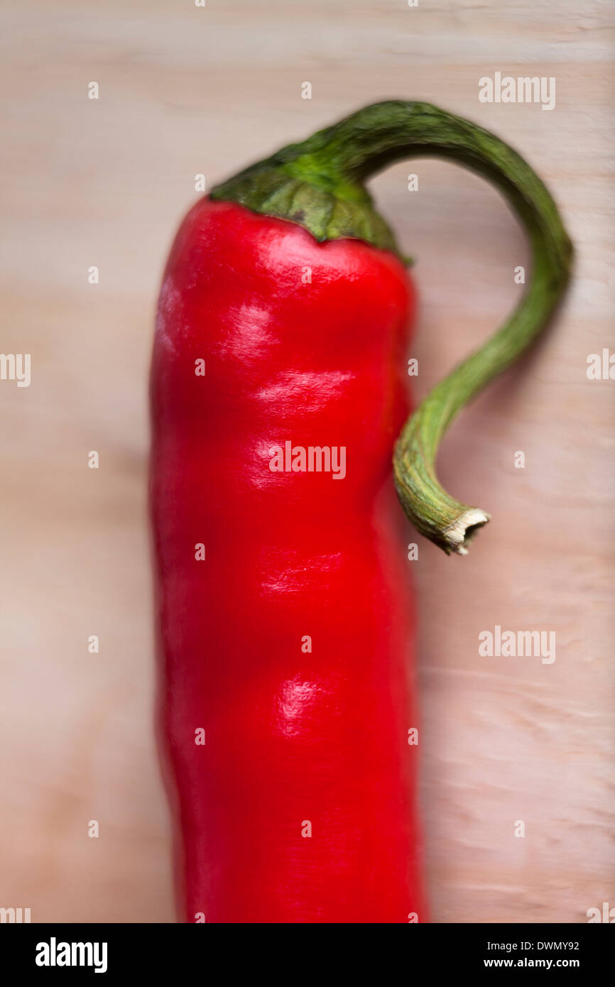 Macro of fresh raw red hot chili pepper. Stock Photo