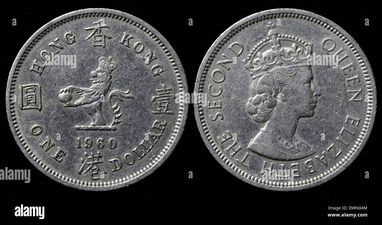 1 dollar coin, Hong Kong, 1960 Stock Photo