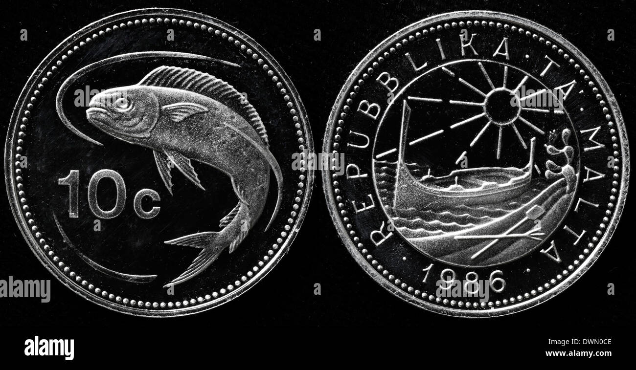 10 cents coin, Malta, 1986 Stock Photo