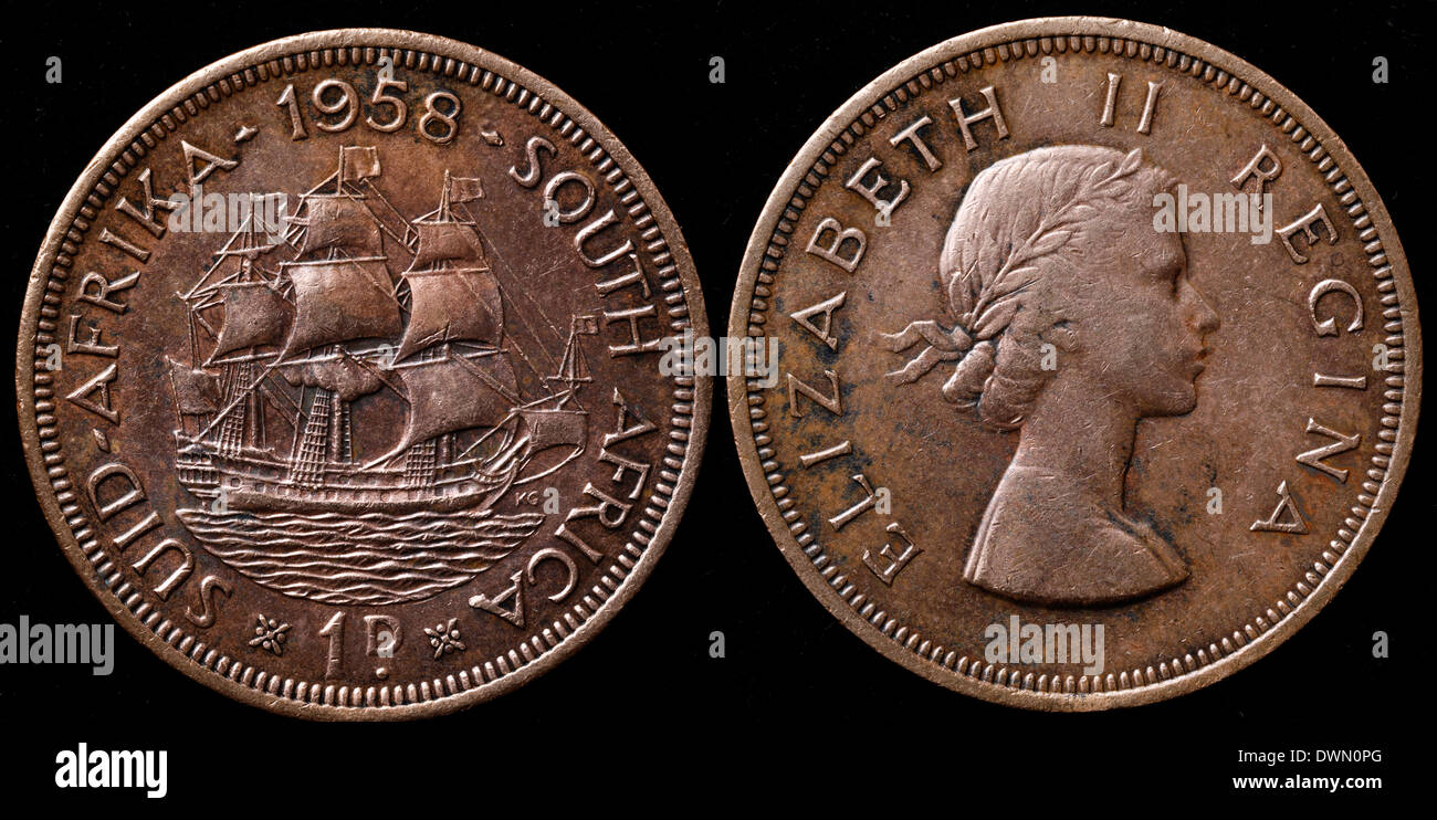 1 penny coin, South Africa, 1958 Stock Photo