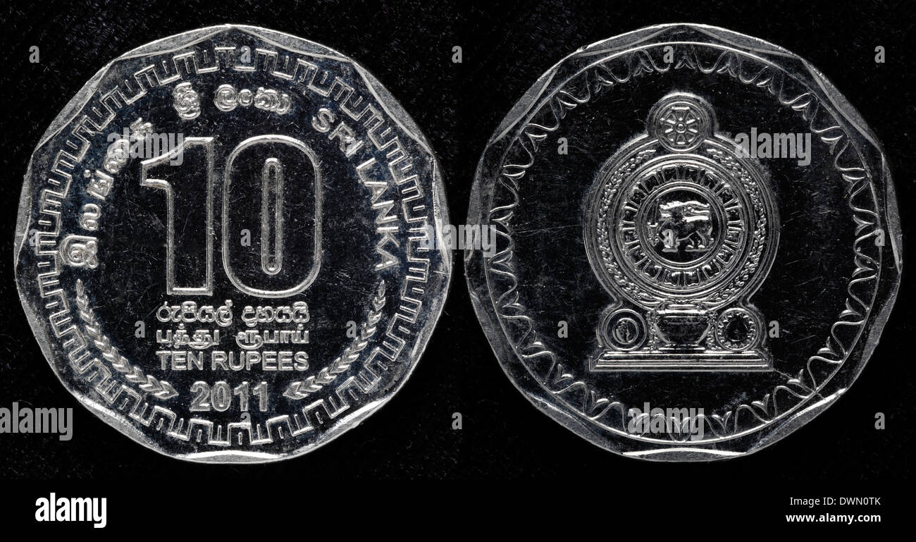 10 Rupees coin, Sri Lanka, 2011 Stock Photo