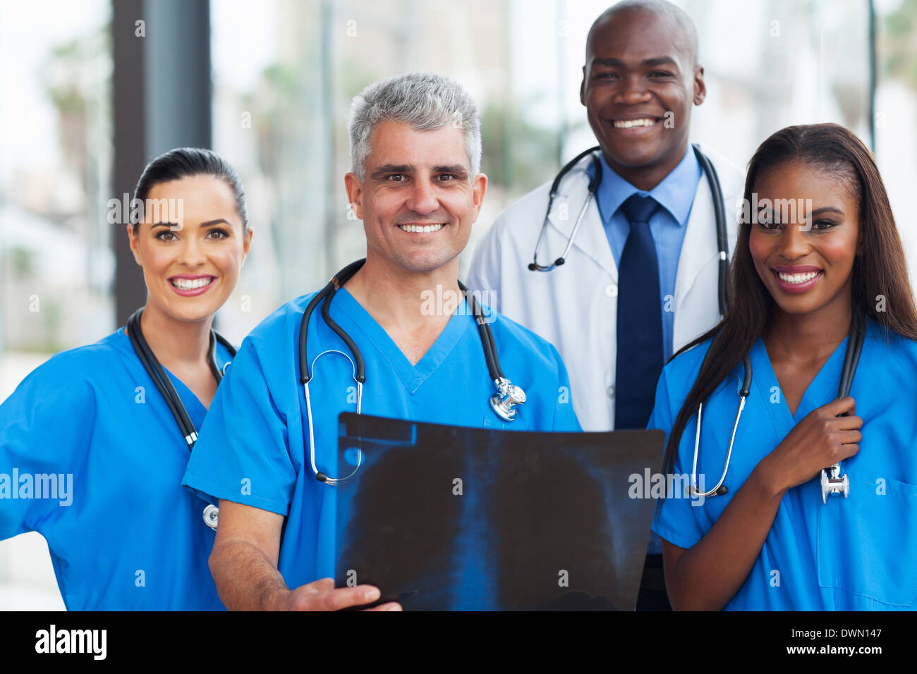 team of professional medical workers in hospital Stock Photo