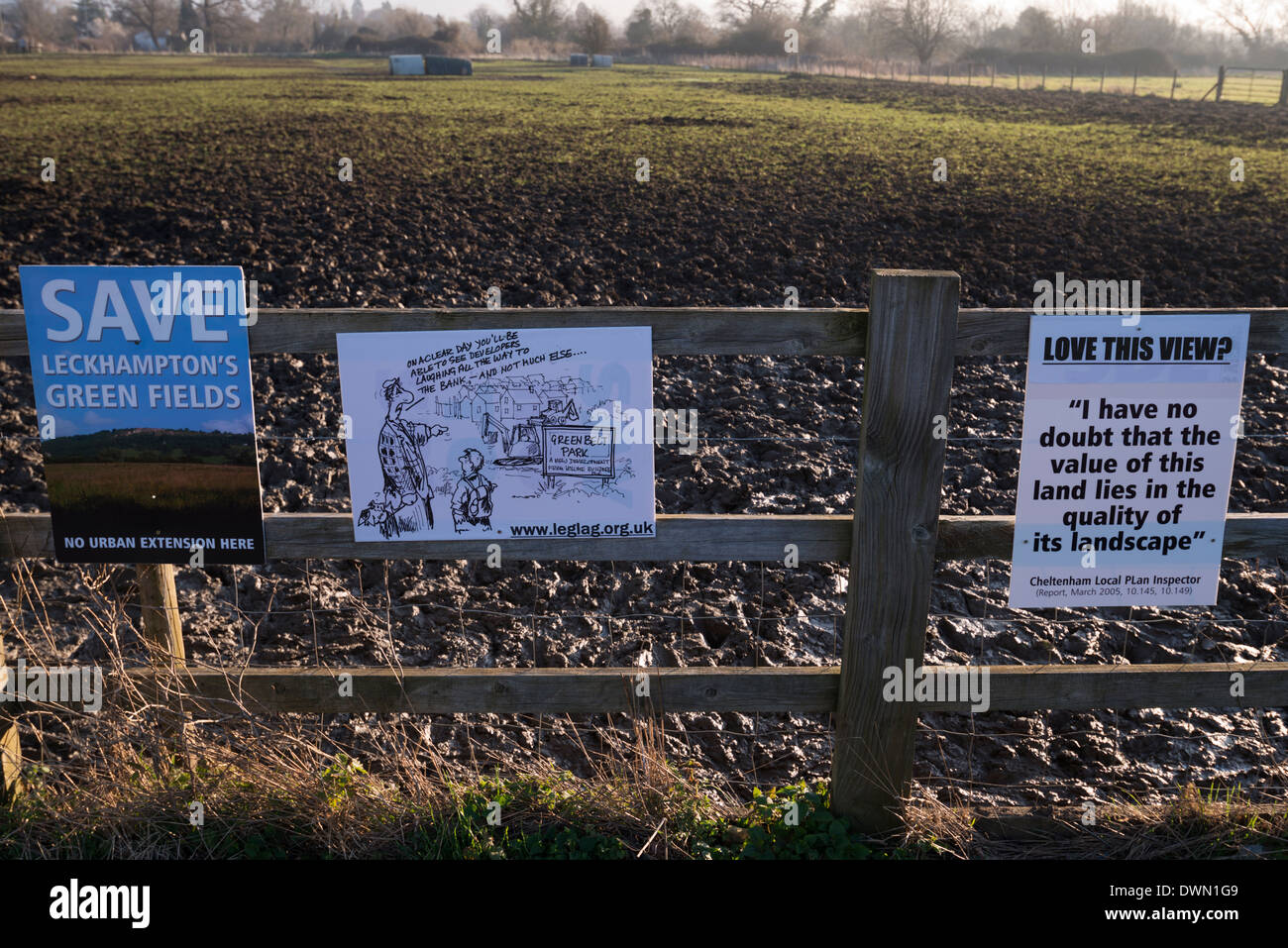 Kidnappers Lane proposed development protest signs Stock Photo