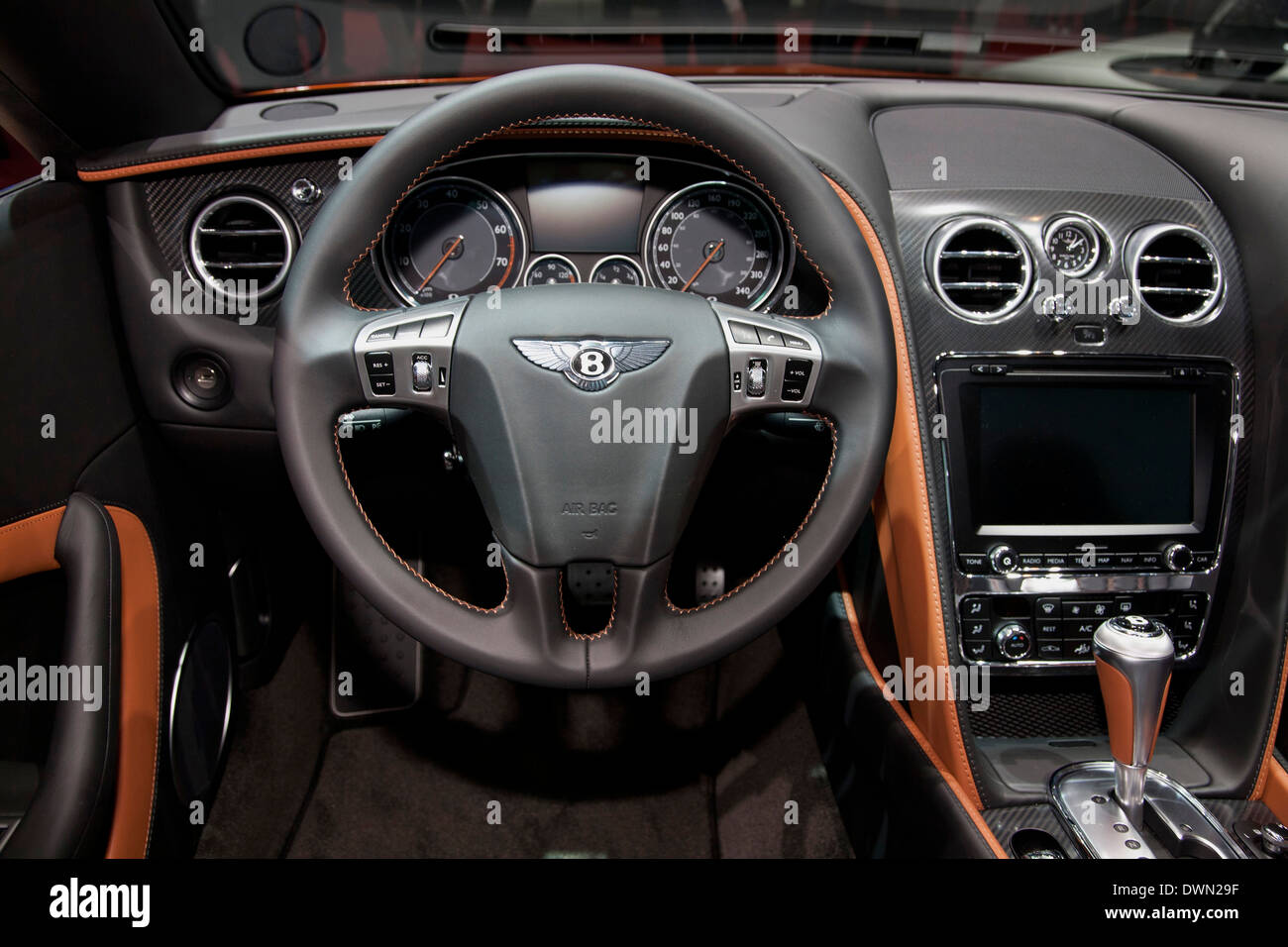 Bentley New Continental GT Speed at the 84th Geneva International Motor Show 2014. Stock Photo