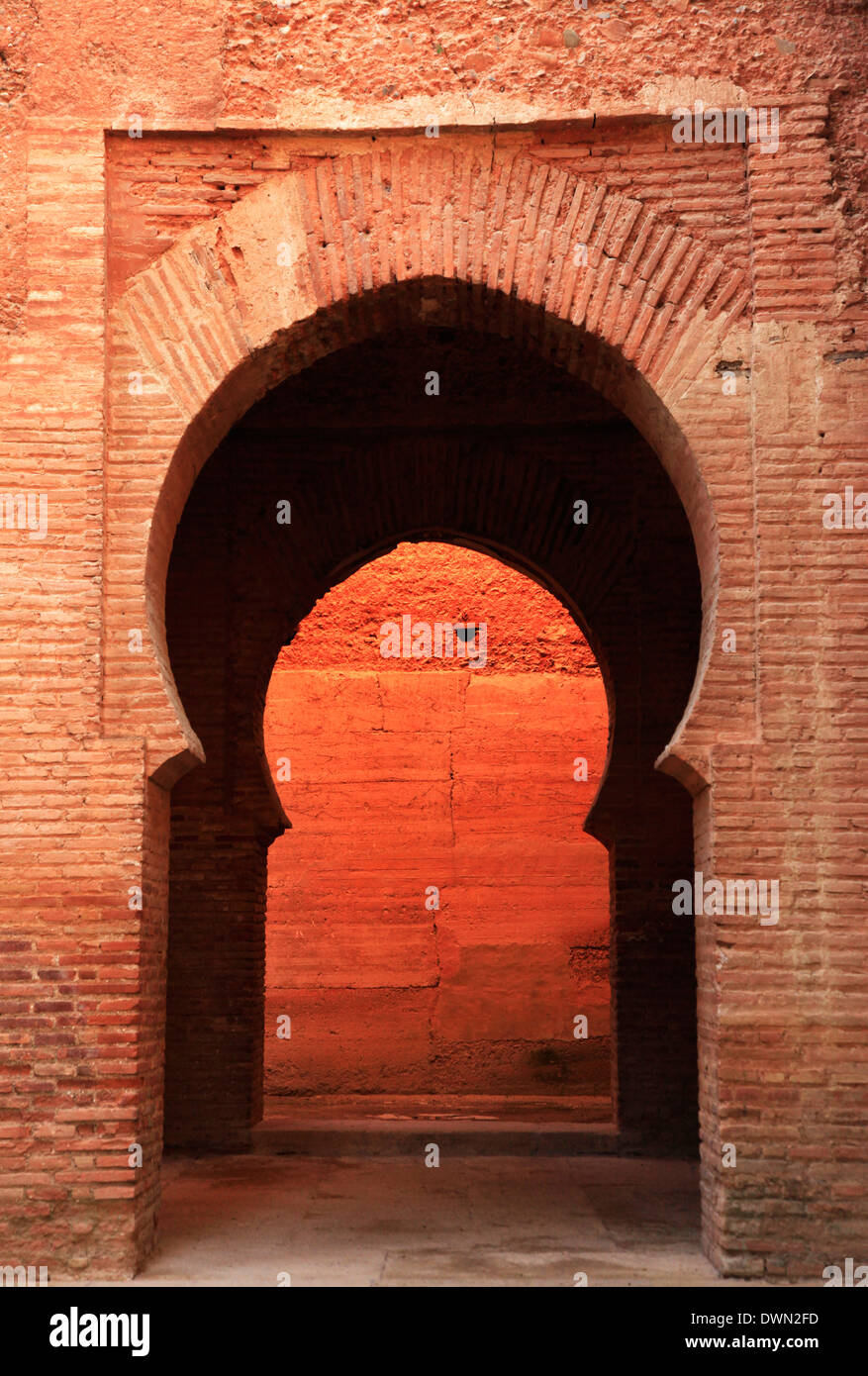 An archway inside the Alhambra, UNESCO World Heritage Site, Granada, Andalusia, Spain, Europe Stock Photo