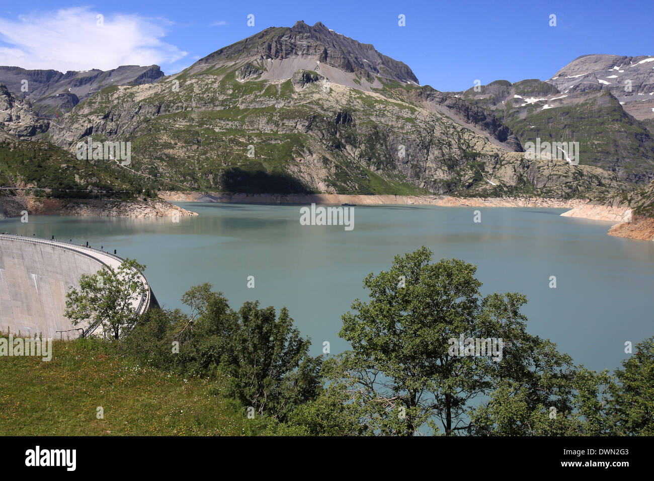 The reservoir of Emosson lake in the canton of Valais, Switzerland, Europe Stock Photo