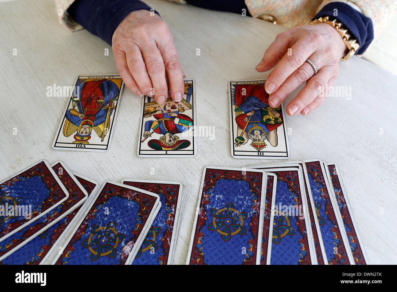 Tarot card reading, Yvelines, France, Europe Stock Photo