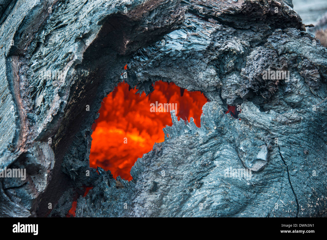 Active lava stream, Tolbachik volcano, Kamchatka, Russia, Eurasia Stock Photo