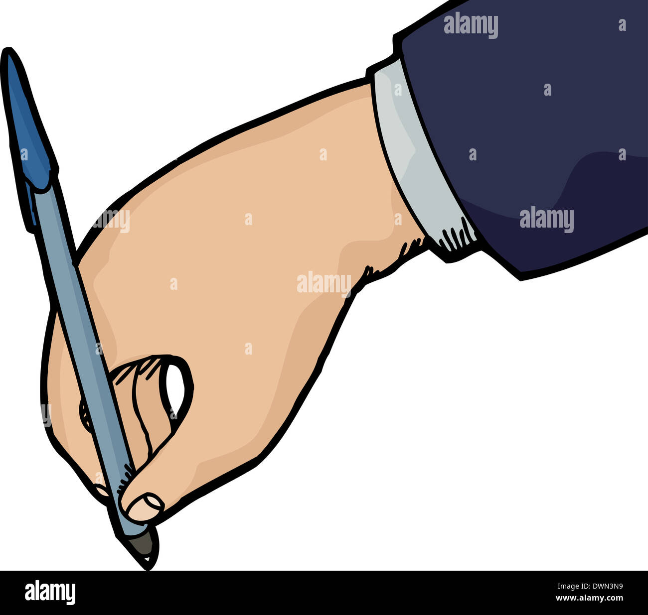 Isolated hand holding pen writing over white background Stock Photo - Alamy