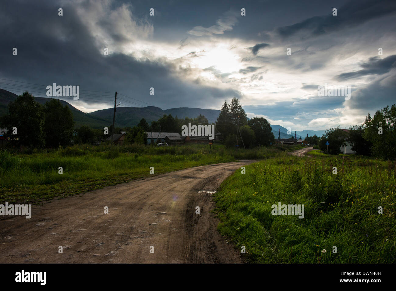 Late afternoon light in Esso, Kamchatka, Russia, Eurasia Stock Photo