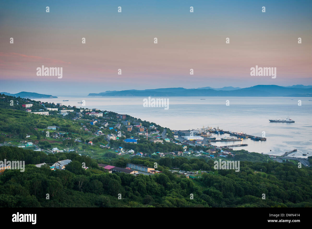 The Avacha Bay near Petropavlovsk-Kamchatsky at sunset, Kamchatka, Russia, Eurasia Stock Photo
