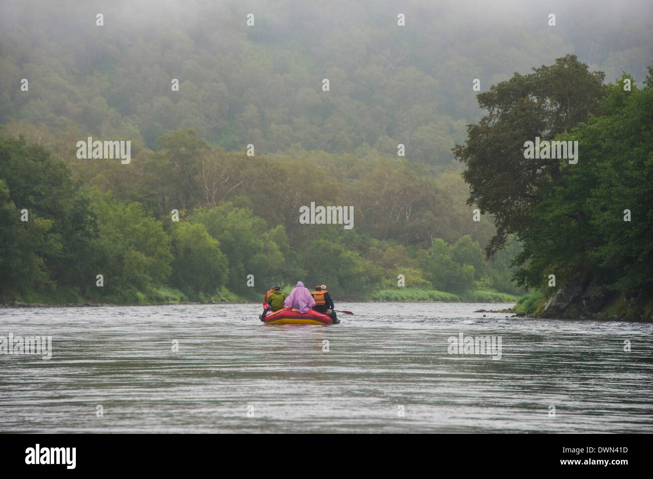 River rafting on the Bystraya River, Kamchatka, Russia, Eurasia Stock