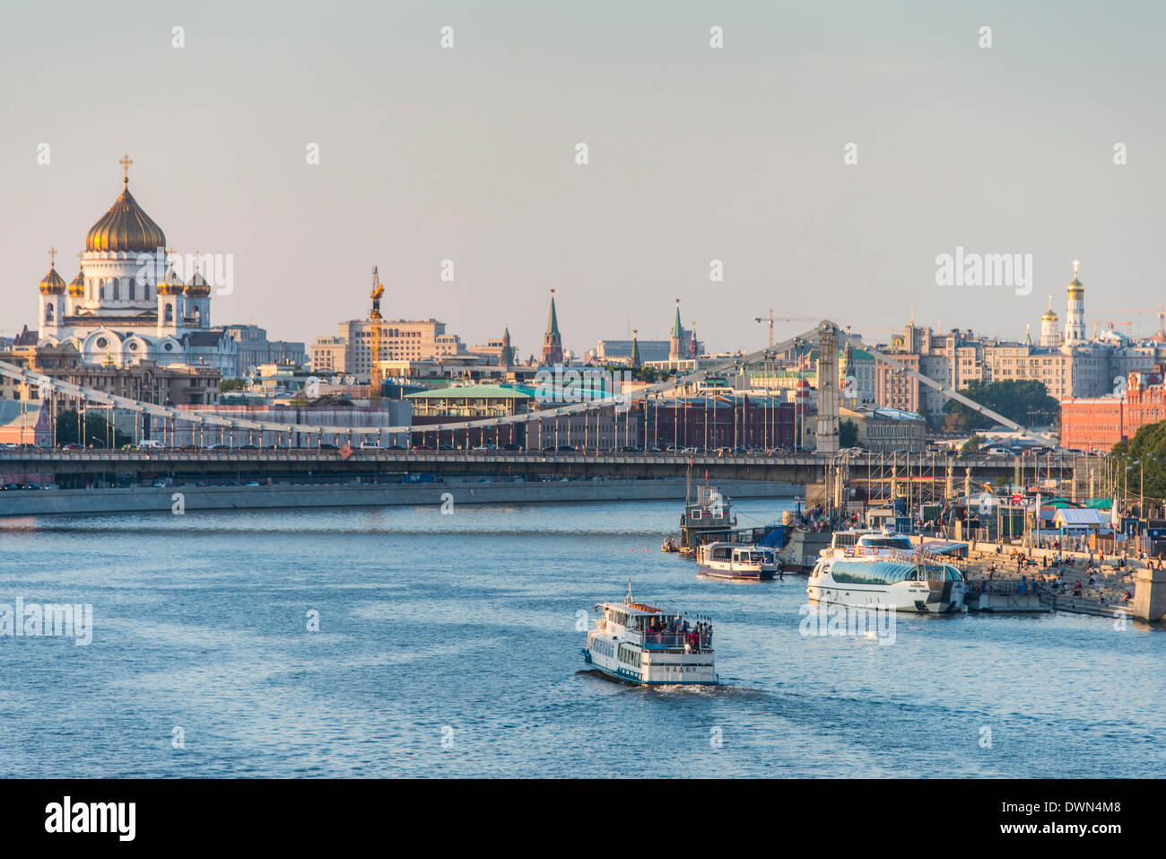 View over Moscow and the Moskva River (Moscow River) at sunset, Russia, Europe Stock Photo