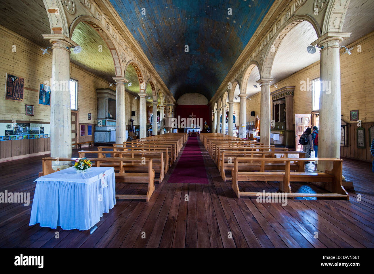 Iglesia San Carlos de Chonchi, UNESCO World Heritage Site, Chonchi, Chiloe, Chile, South America Stock Photo