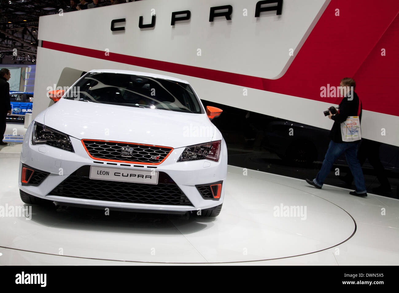 SEAT Leon Cupra at the 84th Geneva International Motor Show 2014. Stock Photo