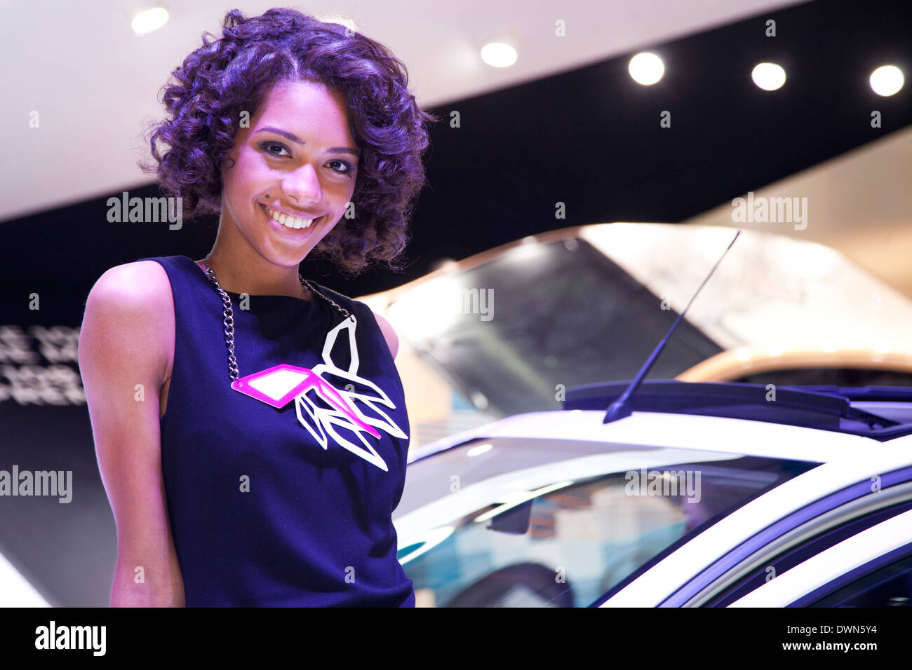 Showgirl at the 84th Geneva International Motor Show 2014. Stock Photo