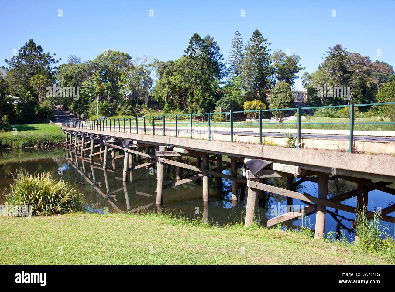 Lavender Bridge over the Bellinger River, Bellingen, NSW Stock Photo