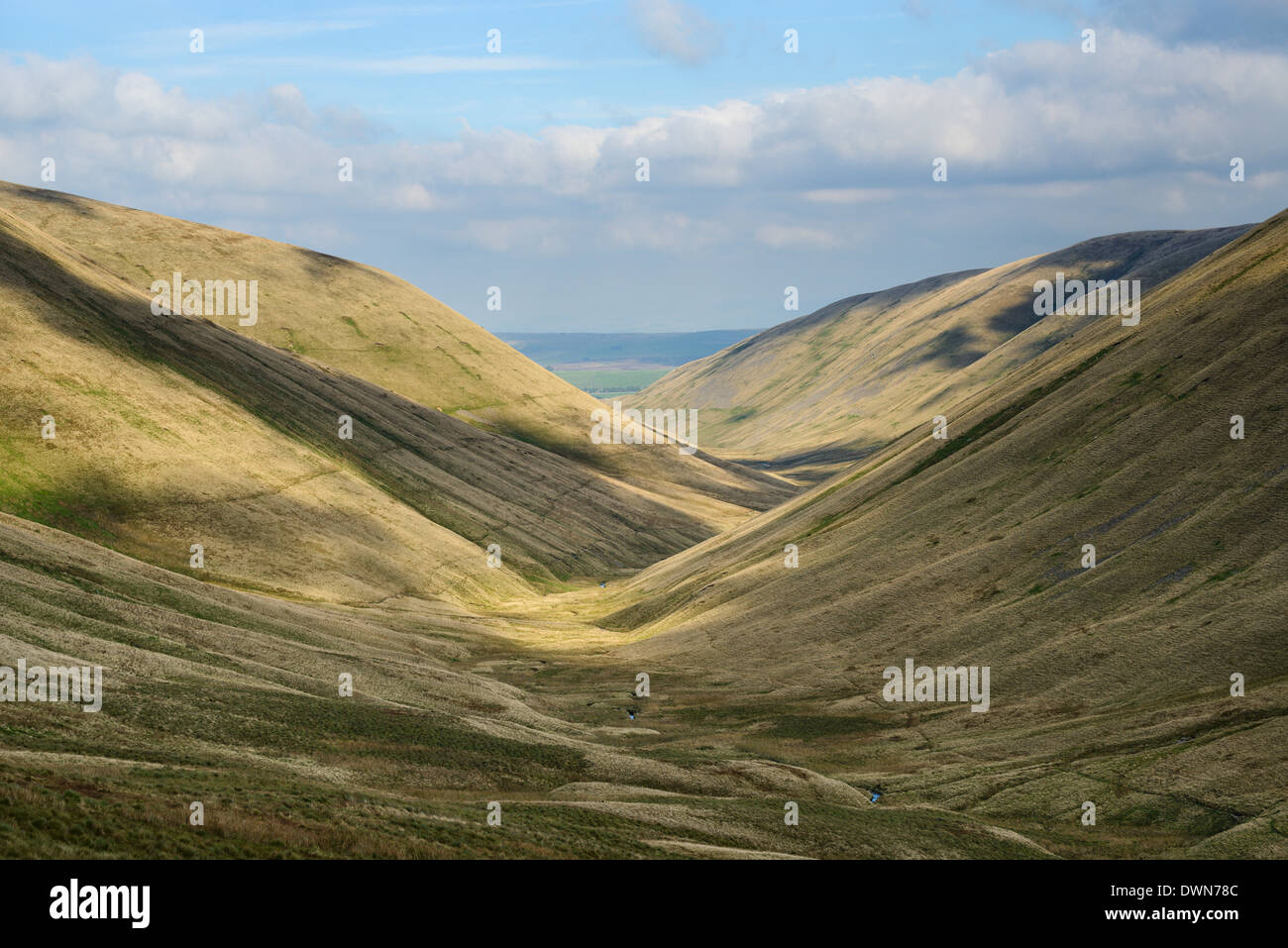 Looking down over Bowerdale Beck in the Howgill Fells, Cumbria, England, United Kingdom, Europe Stock Photo