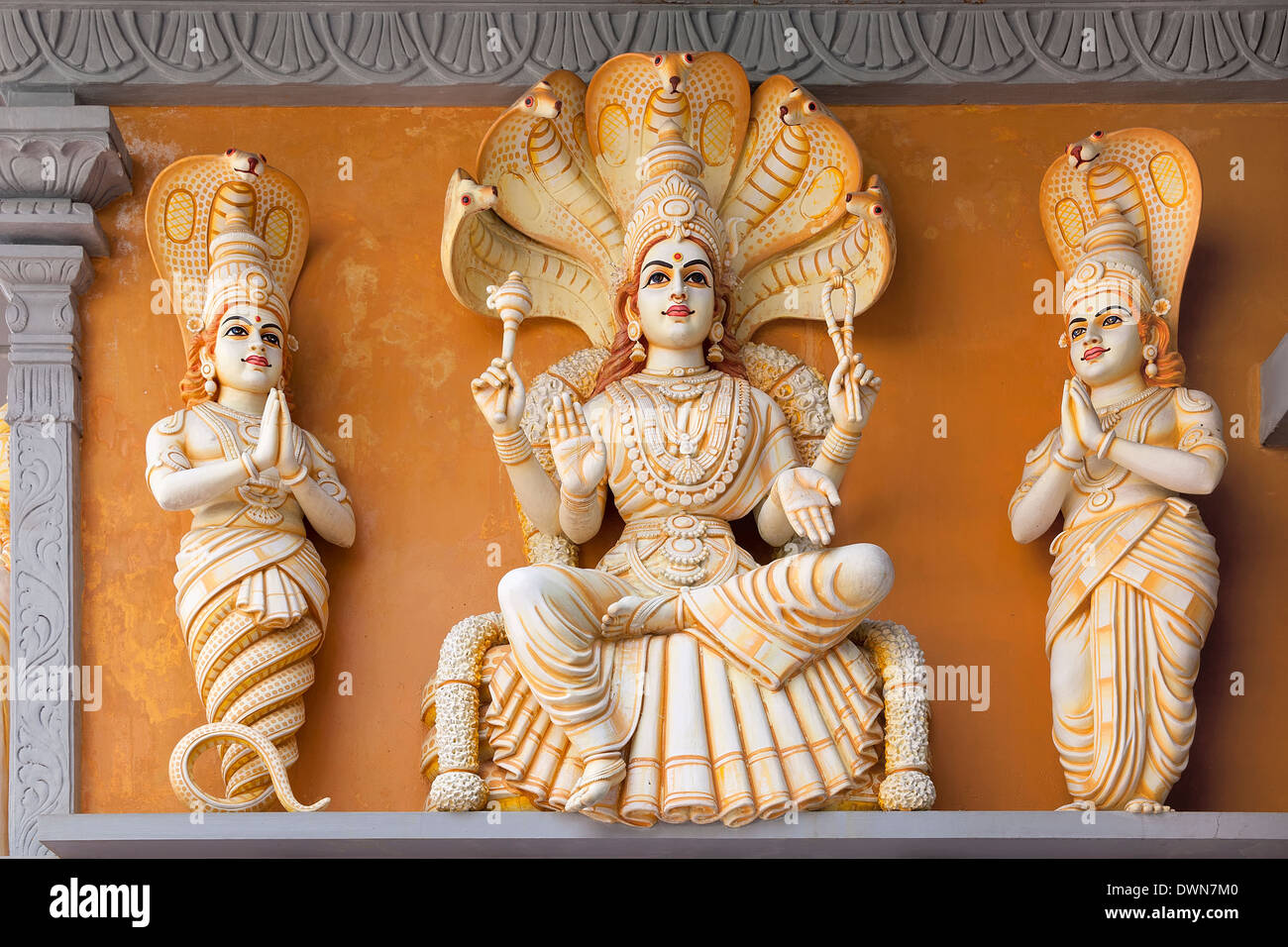 Hindu God Yoga Sutra of Patanjali Statue on Exterior of Hindu Temple Stock Photo