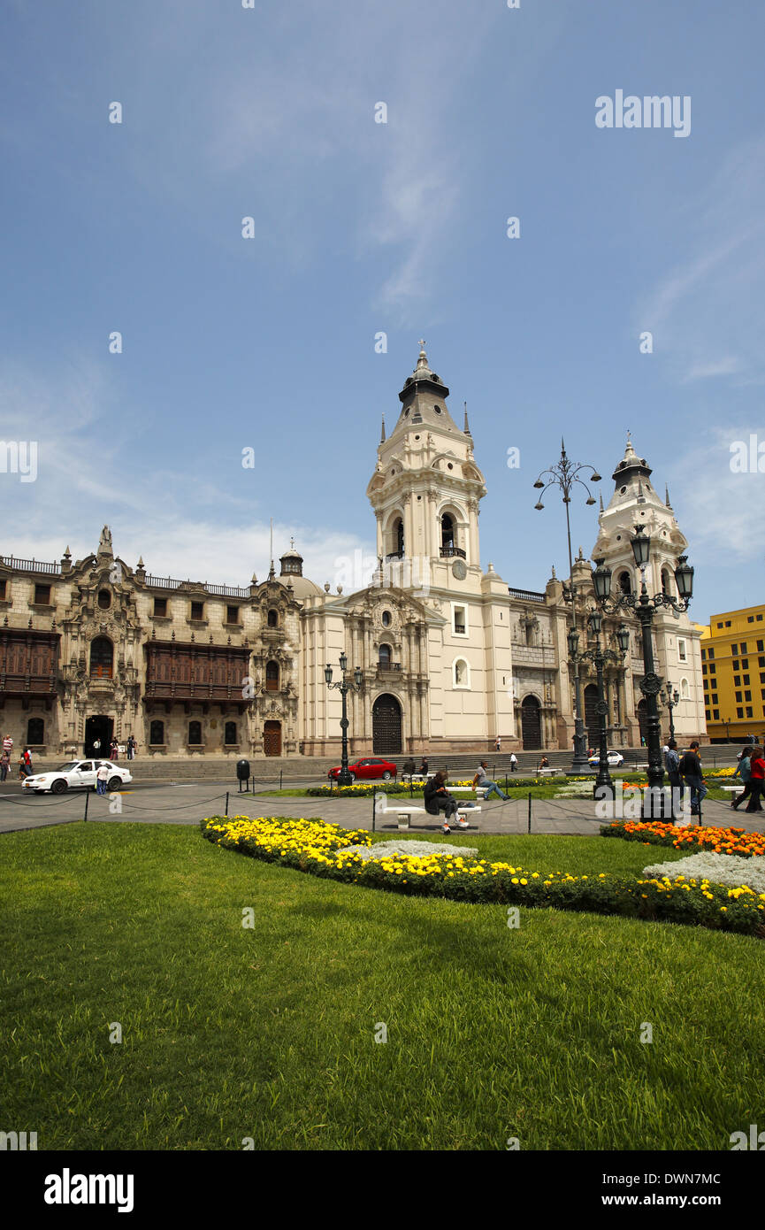 The Archbishop s Palace And Cathedral Of Lima Plaza Mayor Lima Peru 