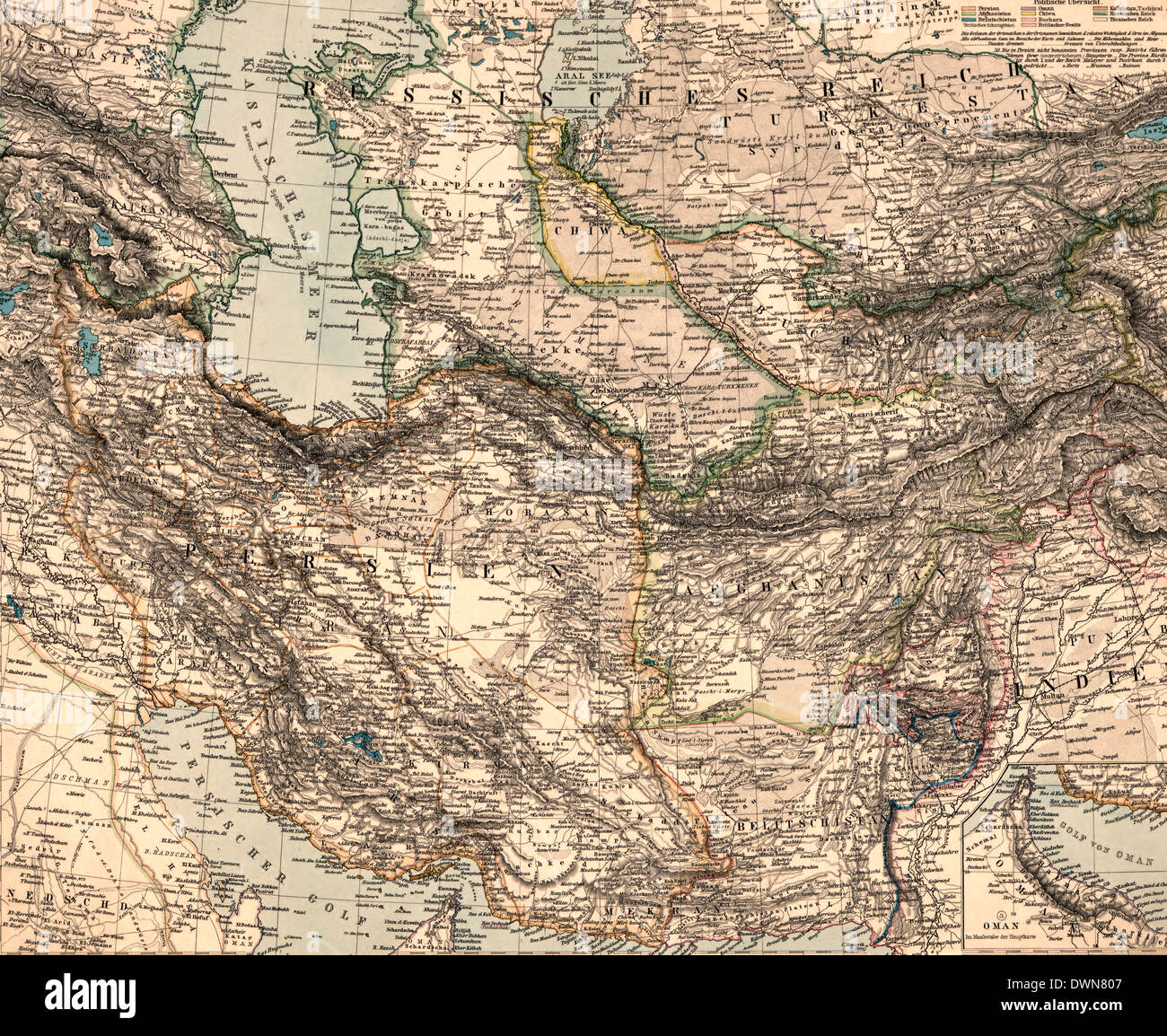 Map of Iran & Turan 1891 Stock Photo