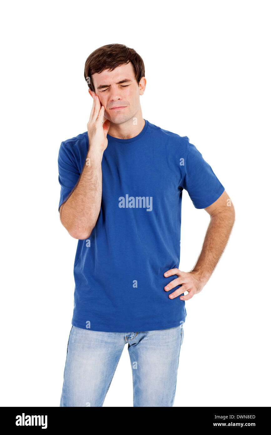 man having toothache isolated on white Stock Photo