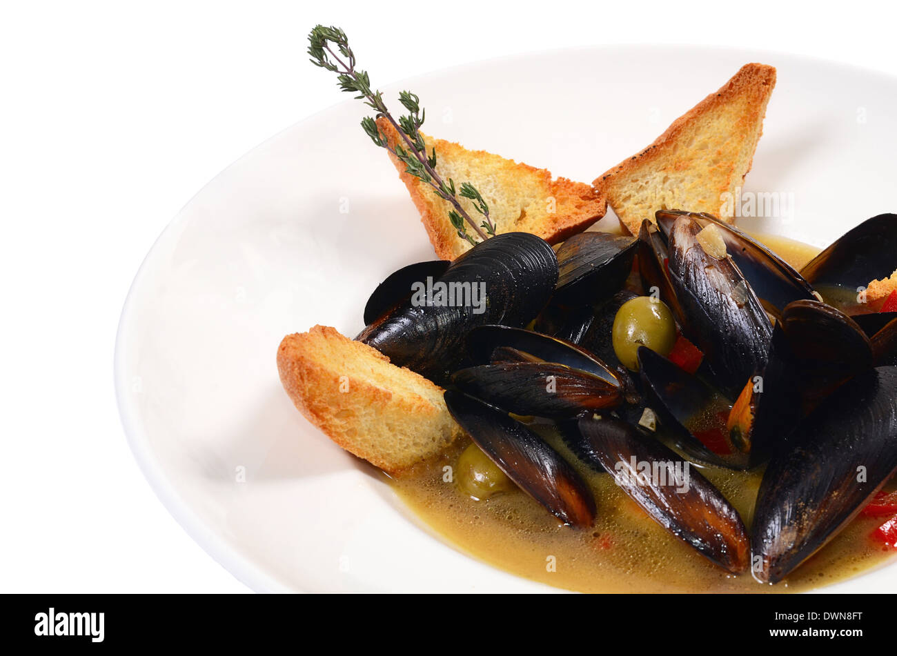 Mussels Tuscan with crispy ciabatta Stock Photo Alamy