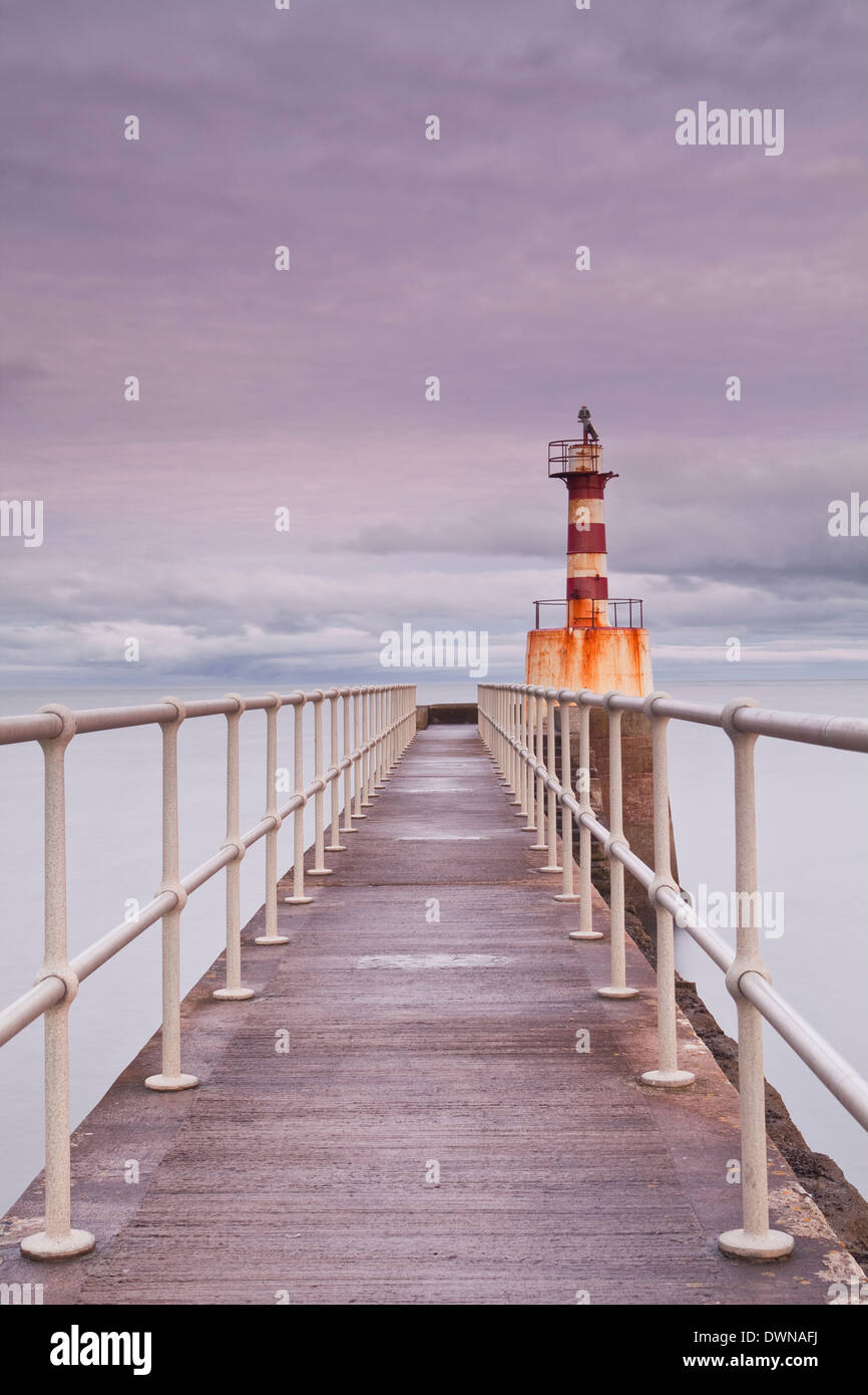 The South Jetty lighthouse in Amble on the Northumberland coastline