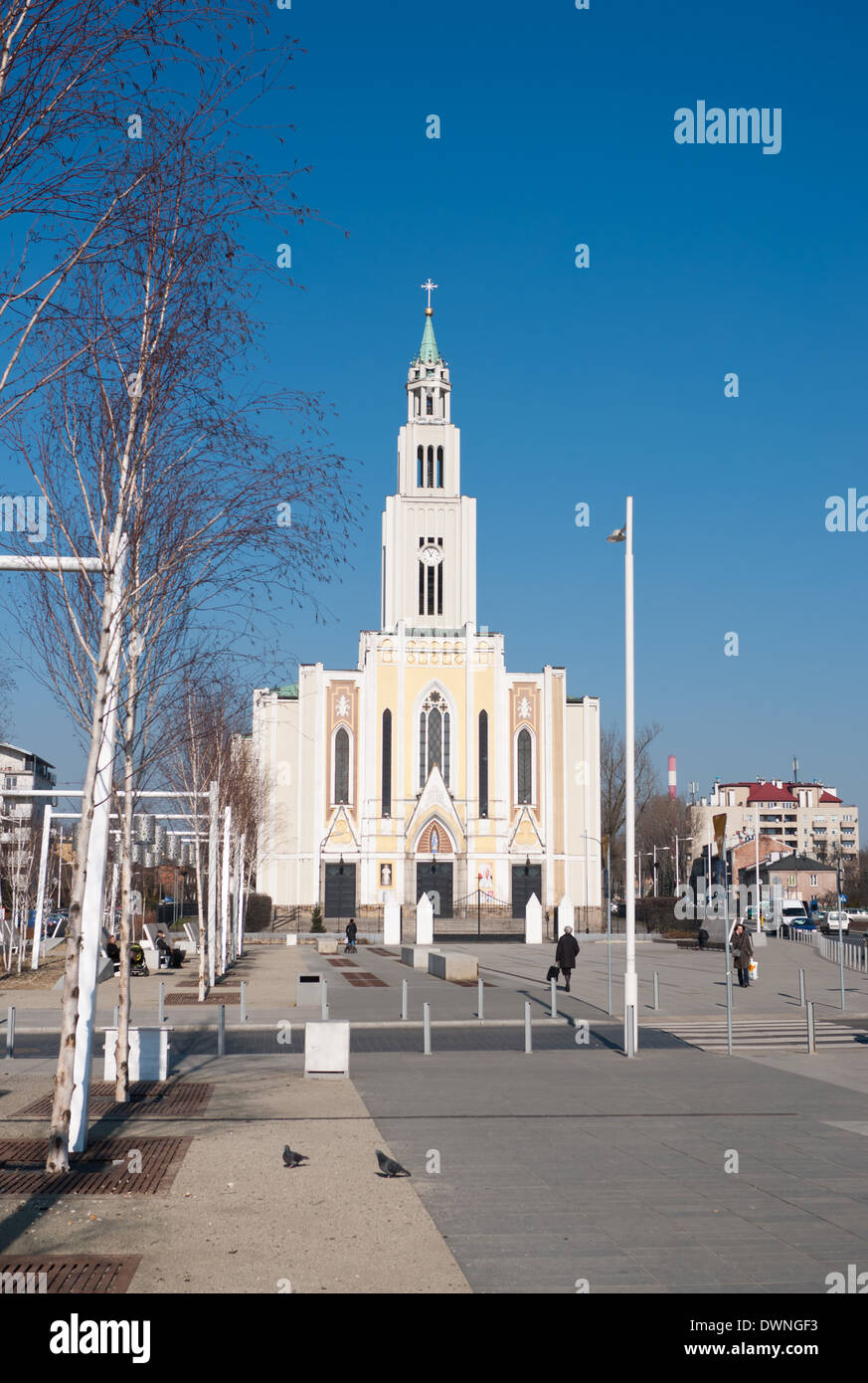 The Roman Catholic Church of Parish Of the purest Heart of Mary in Warsaw - Prague, the right side of the Vistula Stock Photo