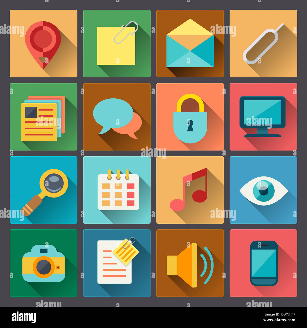 vector set of sixteen web icons in flat design style Stock Photo - Alamy