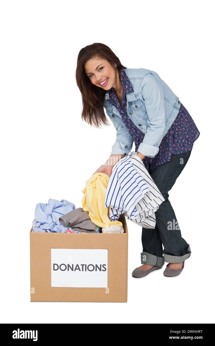 Premium Vector  Women bringing their used clothes to charity or clothing  donation
