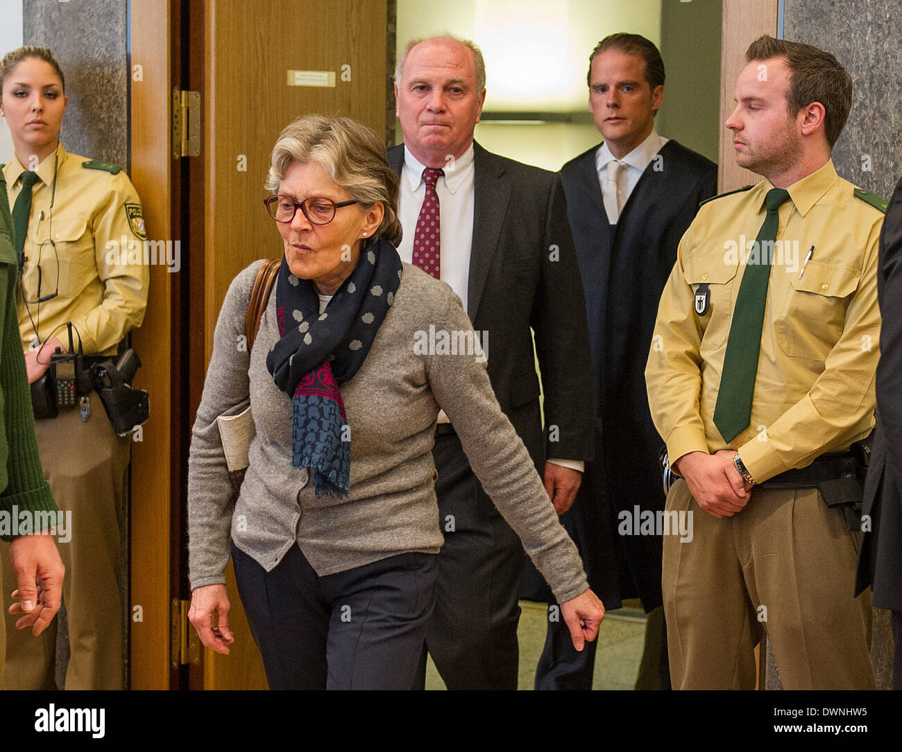 Munich, Germany. 11th Mar, 2014. Defendant Uli Hoeness (C), the