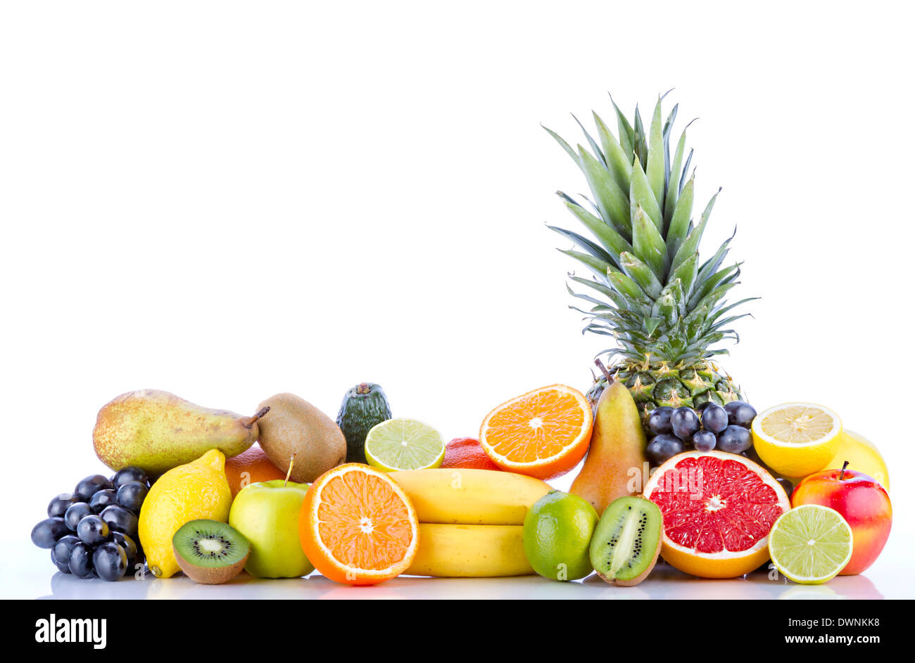 Assortment of exotic fruits on white background Stock Photo