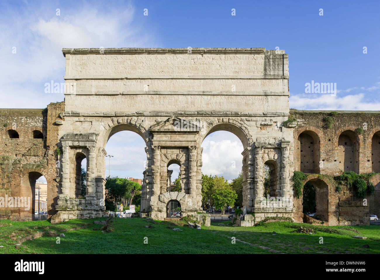 Porta Maggiore and the Aurelian Walls, Rome, Lazio, Italy Stock Photo