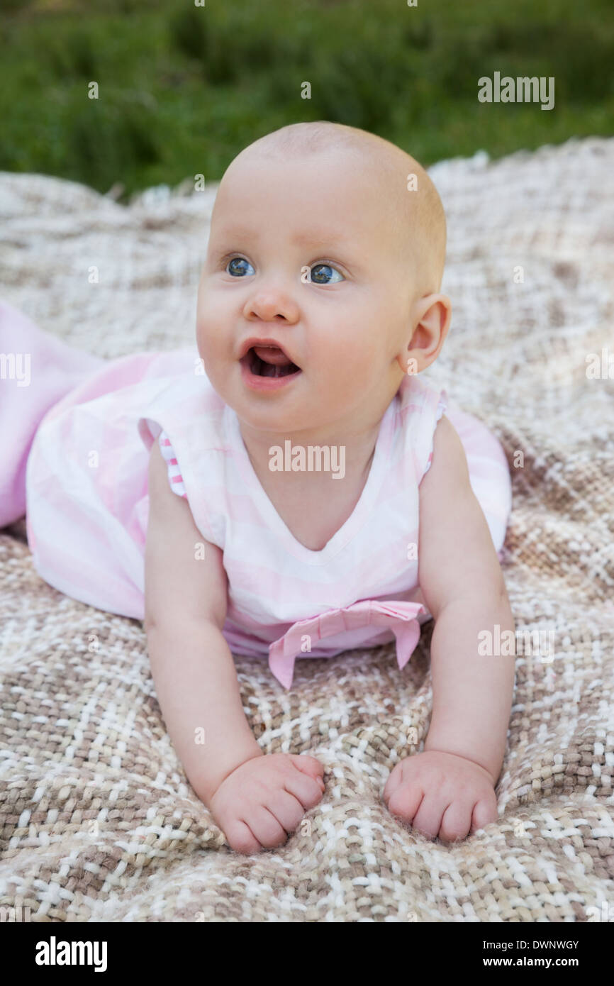 Baby lying blanket hi-res stock photography and images - Alamy
