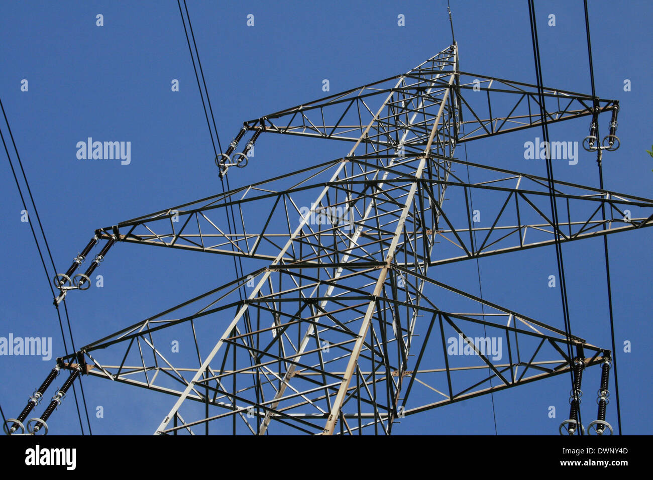 high voltage power line, Medium long shot Stock Photo