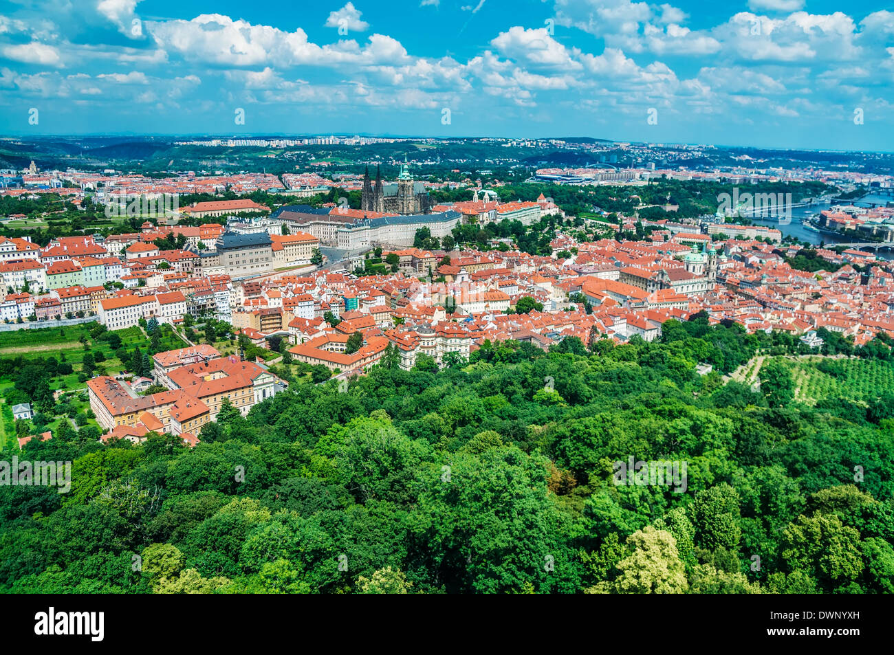 Landscape of Prague city landmarks, aerial view Stock Photo - Alamy
