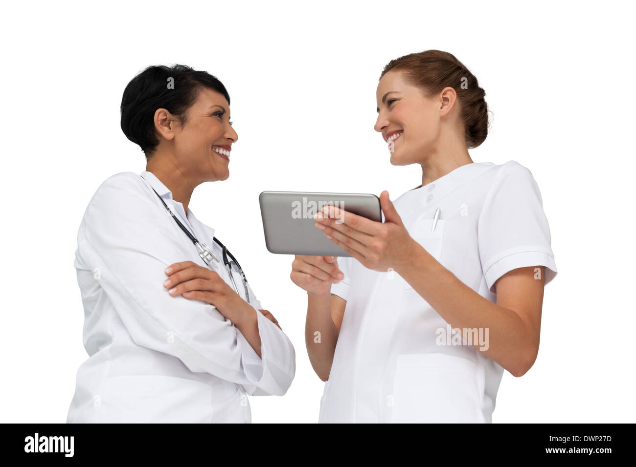 Two female doctors using digital tablet Stock Photo